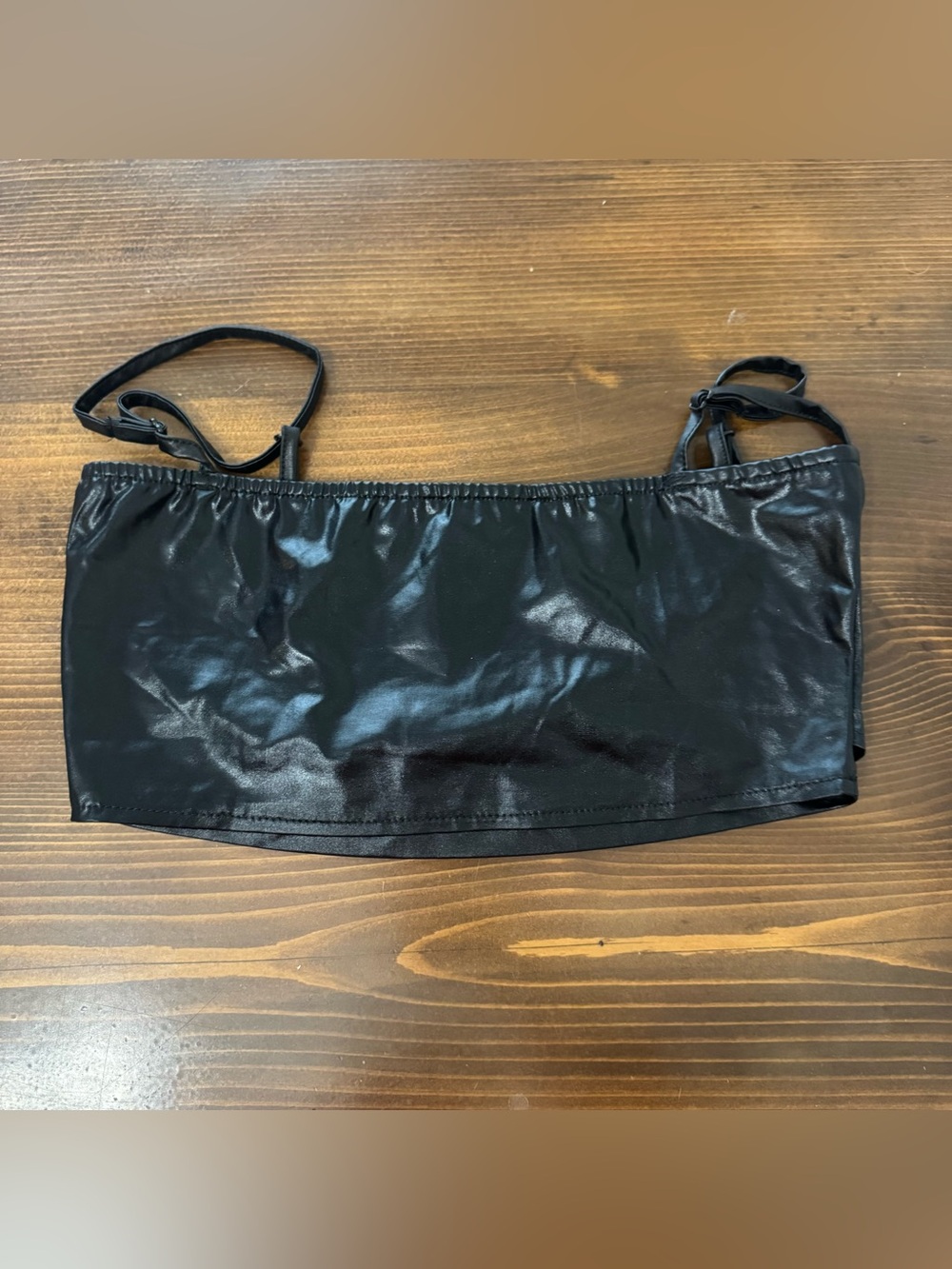 Faux leather crop top